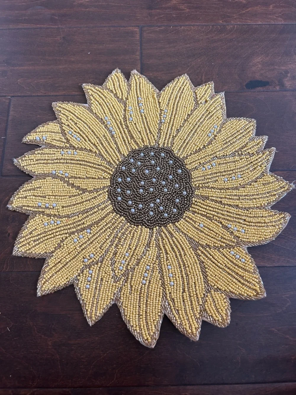 Cynthia Rowley Beaded Sunflower Charger New Fall Decor Placemat